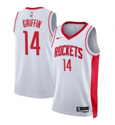 Men Houston Rockets 14 AJ Griffin White Association Edition Stitched Jersey