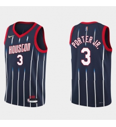Men Houston Rockets 3 Kevin Porter Jr  2021 22 City Edition 75th Anniversary Navy Stitched Basketball Jersey