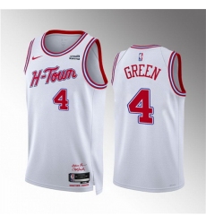 Men Houston Rockets 4 Jalen Green White 2023 24 City Edition Stitched Jersey
