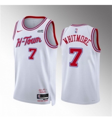 Men Houston Rockets 7 Cam Whitmore White 2023 24 City Edition Stitched Jersey