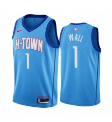 Men Nike Houston Rockets 1 John Wall Blue NBA Swingman 2020 21 City Edition Jersey