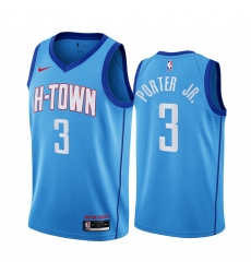 Men Nike Houston Rockets 3 Kevin Porter Jr  Blue NBA Swingman 2020 21 City Edition Jersey