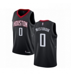 Mens Houston Rockets 0 Russell Westbrook Authentic Black Basketball Jersey Statement Edition 