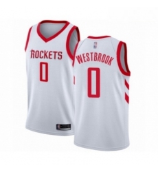 Mens Houston Rockets 0 Russell Westbrook Authentic White Basketball Jersey Association Edition 