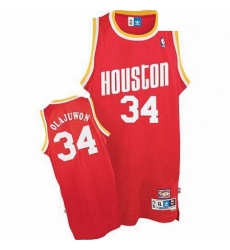 Mens Mitchell and Ness Houston Rockets 34 Hakeem Olajuwon Authentic Red Throwback NBA Jersey