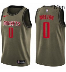 Mens Nike Houston Rockets 0 DeAnthony Melton Swingman Green Salute to Service NBA Jers