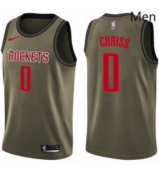 Mens Nike Houston Rockets 0 Marquese Chriss Swingman Green Salute to Service NBA Jersey 