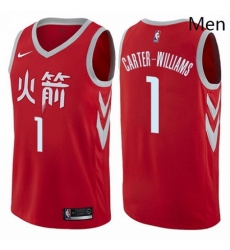 Mens Nike Houston Rockets 1 Michael Carter Williams Swingman Red NBA Jersey City Edition 