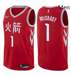 Mens Nike Houston Rockets 1 Tracy McGrady Authentic Red NBA Jersey City Edition