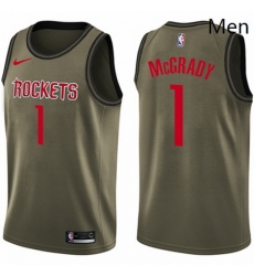 Mens Nike Houston Rockets 1 Tracy McGrady Swingman Green Salute to Service NBA Jersey