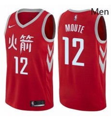 Mens Nike Houston Rockets 12 Luc Mbah a Moute Swingman Red NBA Jersey City Edition 