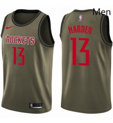 Mens Nike Houston Rockets 13 James Harden Swingman Green Salute to Service NBA Jersey