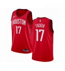 Mens Nike Houston Rockets 17 PJ Tucker Red Swingman Jersey Earned Edition 