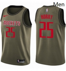 Mens Nike Houston Rockets 25 Robert Horry Swingman Green Salute to Service NBA Jersey