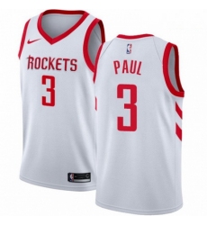 Mens Nike Houston Rockets 3 Chris Paul Authentic White Home NBA Jersey Association Edition