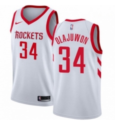 Mens Nike Houston Rockets 34 Hakeem Olajuwon Swingman White Home NBA Jersey Association Edition
