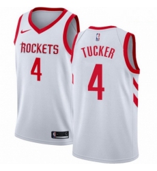 Mens Nike Houston Rockets 4 PJ Tucker Authentic White Home NBA Jersey Association Edition 