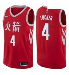 Mens Nike Houston Rockets 4 PJ Tucker Red NBA Swingman City Edition Jersey 