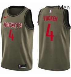 Mens Nike Houston Rockets 4 PJ Tucker Swingman Green Salute to Service NBA Jersey 