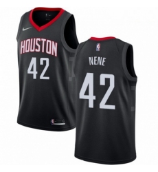 Mens Nike Houston Rockets 42 Nene Authentic Black Alternate NBA Jersey Statement Edition 