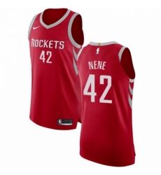 Mens Nike Houston Rockets 42 Nene Authentic Red Road NBA Jersey Icon Edition 