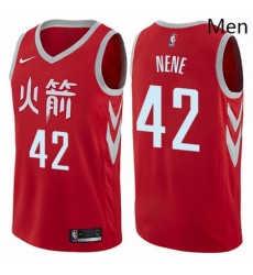 Mens Nike Houston Rockets 42 Nene Swingman Red NBA Jersey City Edition 