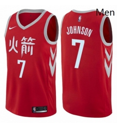 Mens Nike Houston Rockets 7 Joe Johnson Authentic Red NBA Jersey City Edition 