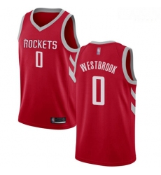 Rockets #0 Russell Westbrook Red Basketball Swingman Icon Edition Jersey