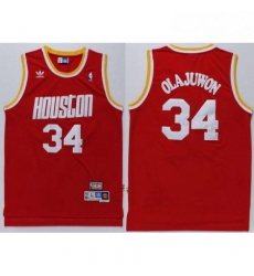 Rockets 34 Hakeem Olajuwon Red Throwback Stitched NBA Jersey