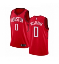 Womens Houston Rockets 0 Russell Westbrook Red Swingman Jersey Earned Edition 