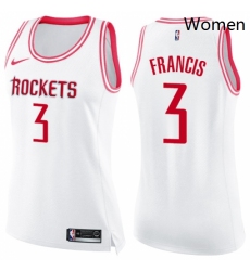Womens Nike Houston Rockets 3 Steve Francis Swingman WhitePink Fashion NBA Jersey