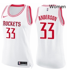 Womens Nike Houston Rockets 33 Ryan Anderson Swingman WhitePink Fashion NBA Jersey