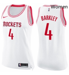 Womens Nike Houston Rockets 4 Charles Barkley Swingman WhitePink Fashion NBA Jersey