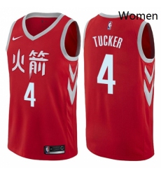 Womens Nike Houston Rockets 4 PJ Tucker Swingman Red NBA Jersey City Edition 