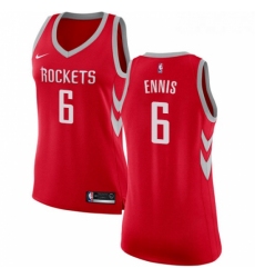 Womens Nike Houston Rockets 6 Tyler Ennis Authentic Red Road NBA Jersey Icon Edition 
