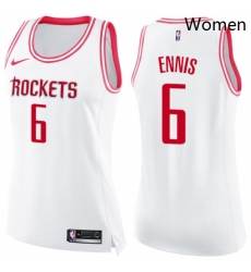 Womens Nike Houston Rockets 6 Tyler Ennis Swingman WhitePink Fashion NBA Jersey 