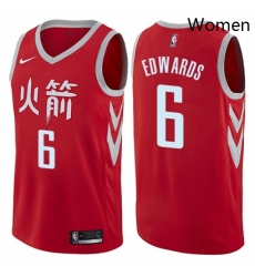 Womens Nike Houston Rockets 6 Vincent Edwards Swingman Red NBA Jersey City Edition 
