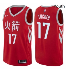 Youth Nike Houston Rockets 17 PJ Tucker Swingman Red NBA Jersey City Edition 