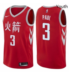 Youth Nike Houston Rockets 3 Chris Paul Swingman Red NBA Jersey City Edition