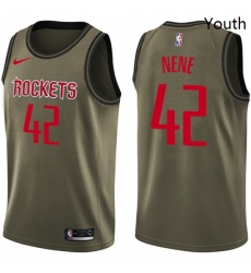 Youth Nike Houston Rockets 42 Nene Swingman Green Salute to Service NBA Jersey 