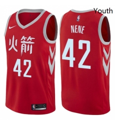 Youth Nike Houston Rockets 42 Nene Swingman Red NBA Jersey City Edition 