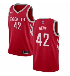 Youth Nike Houston Rockets 42 Nene Swingman Red Road NBA Jersey Icon Edition 