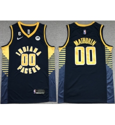 Men Indiana Pacers 00 Bennedict Mathurin Black With NO 6 Patch Stitched Basketball Jersey