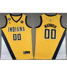 Men Indiana Pacers 00 Bennedict Mathurin Yellow With NO 6 Patch Stitched Basketball Jersey