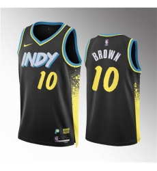 Men Indiana Pacers 10 Kendall Brown Black 2023 24 City Edition Stitched Basketball Jersey