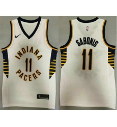 Men Indiana Pacers 11 Domantas Sabonis New White 2021 Nike Swingman Stitched NBA Jersey