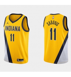 Men Indiana Pacers 11 Domantas Sabonis Yellow Stitched Jersey