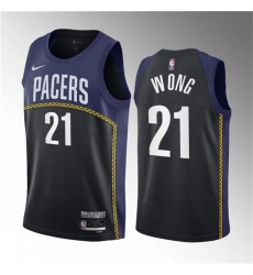 Men Indiana Pacers 21 Isaiah Wong Blue 2023 Draft City Edition Stitched Basketball Jersey