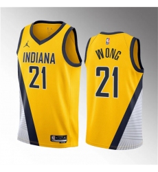 Men Indiana Pacers 21 Isaiah Wong Yellow 2023 Draft Statement Edition Stitched Basketball Jersey