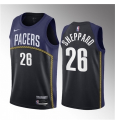 Men Indiana Pacers 26 Ben Sheppard Blue 2023 Draft City Edition Stitched Basketball Jersey